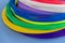 Kit colored PLA and ABS plastic filament for 3D printer and pen. Hobby for children. Close-up