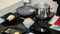 Kitchen accessories - pot, pan and black plates