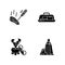 Kitchen appliance black glyph icons set on white space