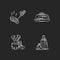 Kitchen appliance chalk white icons set on black background