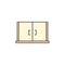 Kitchen appliances cupboard storage icon for cooking Illustration. Simple thin line style symbol