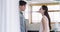 Kitchen, argument and home couple anger over relationship problem, crisis or partner cheating mistake, disaster or drama