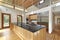 Kitchen with black granite island