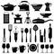 Kitchen black icons set