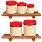 Kitchen Canister Set on wood shelves