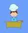 Kitchen Character Chef - Working on Laptop