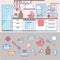 Kitchen and cooking infographic elements including icons