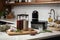 kitchen countertop with sous-vide cooking sauces, spices, and herbs for easy meals at a moment's notice