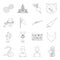 Kitchen, country, sport and other web icon in outline style.weapons, animals, chemistry icons in set collection.