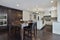 Kitchen with dark wood cabinetry