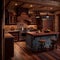 kitchen design in a country house made in wood