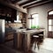 kitchen design in a country house materials natural stone natural wood