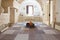 Kitchen and dining table in a an old trullo of Puglia, Italy