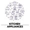Kitchen electric appliances for cooking. Vector flat transparent icons in linear style on white background. Isolated objects