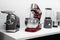 Kitchen electrical appliances and equipment, new small household appliances. Meat grinder, planetary mixer and blender