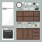 Kitchen elements set. kitchen furniture and kitchenware.