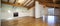 Kitchen in empty apartment with wooden beams