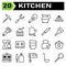 Kitchen equipment icon set include corkscrew, bottle, opener, wine, equipment, carving, carve, fork, kitchen, utensil, cutter,