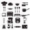 Kitchen Equipment Icons Set, Monochrome