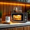 Kitchen essentials modern microwave appliance in a stylish house kitchen