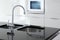 Kitchen faucet and oven modern black and white