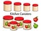 Kitchen Food Storage Canister Set, Red and Green Apples, lattice background design, four sizes