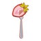 kitchen fork with slice of strawberry fruit
