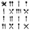 Kitchen fork and spoon icon vectors