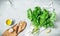 Kitchen - fresh kale leaves on worktop - cooking scenery