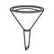 Kitchen funnel vector icon. Hand-drawn illustration isolated on white background. Culinary tool for filtering liquids