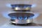 Kitchen gas burners blue flames of natural gas, domestic equipment with propane or methane gas