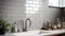 kitchen gray subway tile