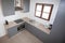 Kitchen grey and wood with window