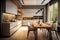 Kitchen interior design in apartment or house, modern luxury, Scandinavian