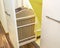 Kitchen interior design sliding cupboard detail with rubbish bin