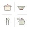Kitchen items color icons set