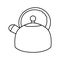 Kitchen kettle for stove doodle. Teapot hand drawing. The household equipment. Kitchen interior.