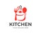 Kitchen, kitchenware, saucepan, fork and spoon logo design. Cooking eat, food and restaurant, vector design