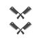 Kitchen knives or cleaver crossed black vector pictogram icon.