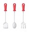 Kitchen ladle cooking home culinary silver equipment flat vector illustration.