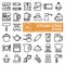 Kitchen line icon set, cooking symbols collection, vector sketches, logo illustrations, utensil signs linear pictograms