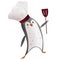 Kitchen little chef with a penguin. Textural digital art. Print for stickers, banners, decoration, menu, restaurants, cafes, wrapp