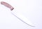 Kitchen long sharp knife on a white background