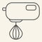 Kitchen mixer thin line icon. Electric hand mixer symbol, outline style pictogram on beige background. Kitchen equipment