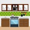 Kitchen modern scene icons