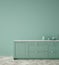 Kitchen in neo mint color, wall poster mock up