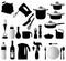 Kitchen objects, silhouette vector