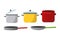 Kitchen Pan Teflon Kitchenware Vector Illustration Set