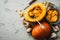 Kitchen - preparing pumpkin squash for cooking