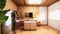 Kitchen room japanese style. 3D rendering